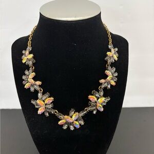 J. Crew Iridescent & gray floral statement Necklace NWT